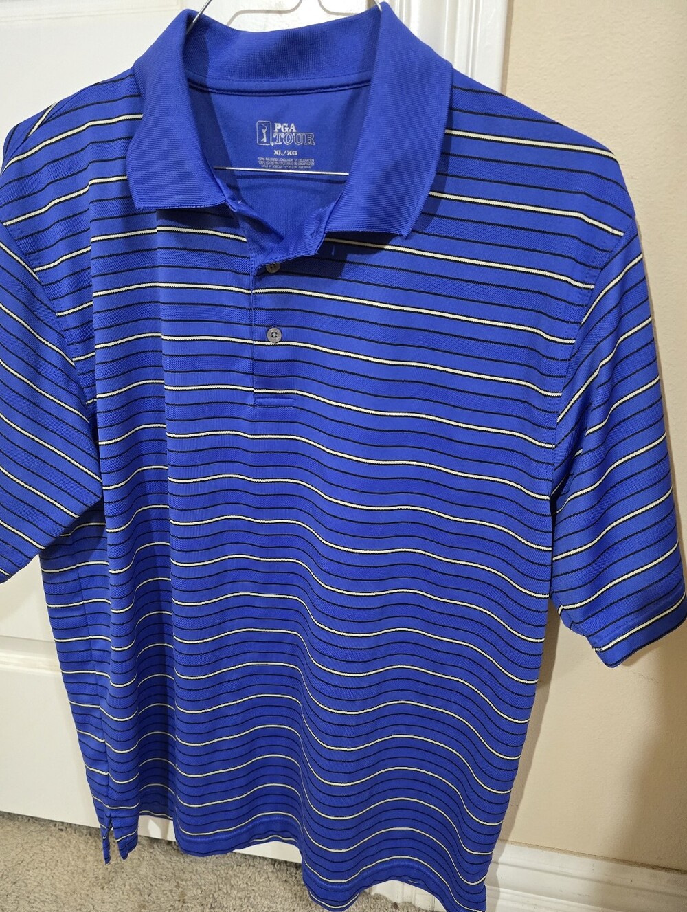 PGA TOUR Men’s Blue Multi-Striped Polo